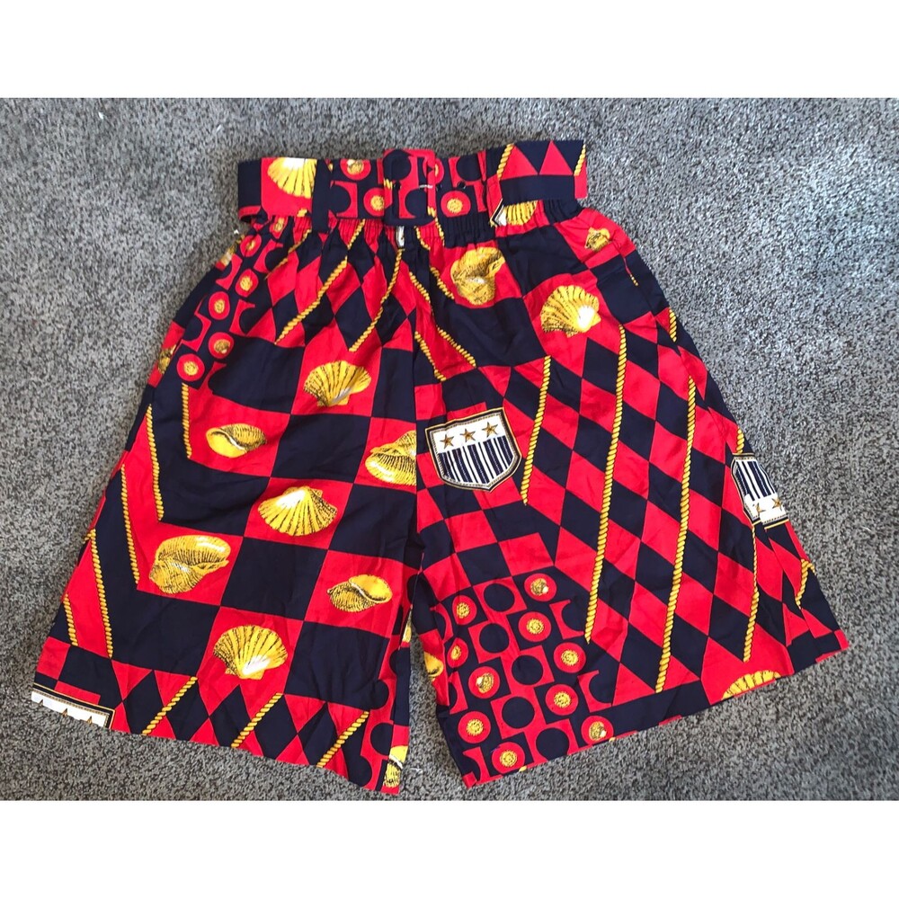Pliers vintage red navy seashell print shorts with belt size small